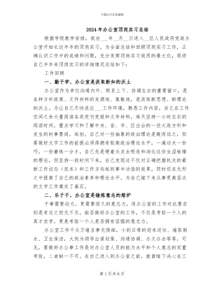 2024年办公室顶岗实习总结