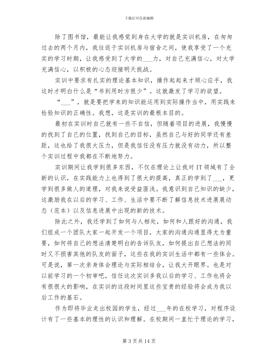 2024年办公软件实训总结报告_第3页