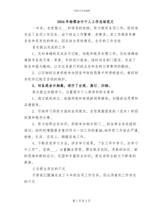 2024年助理会计个人工作总结范文