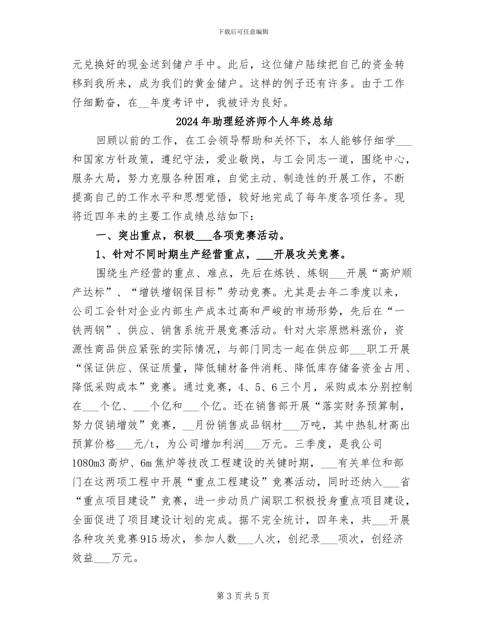 2024年助理经济师个人年终工作总结精选_第3页