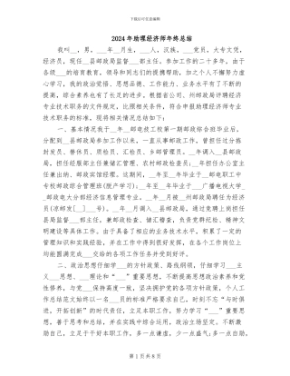 2024年助理经济师年终总结