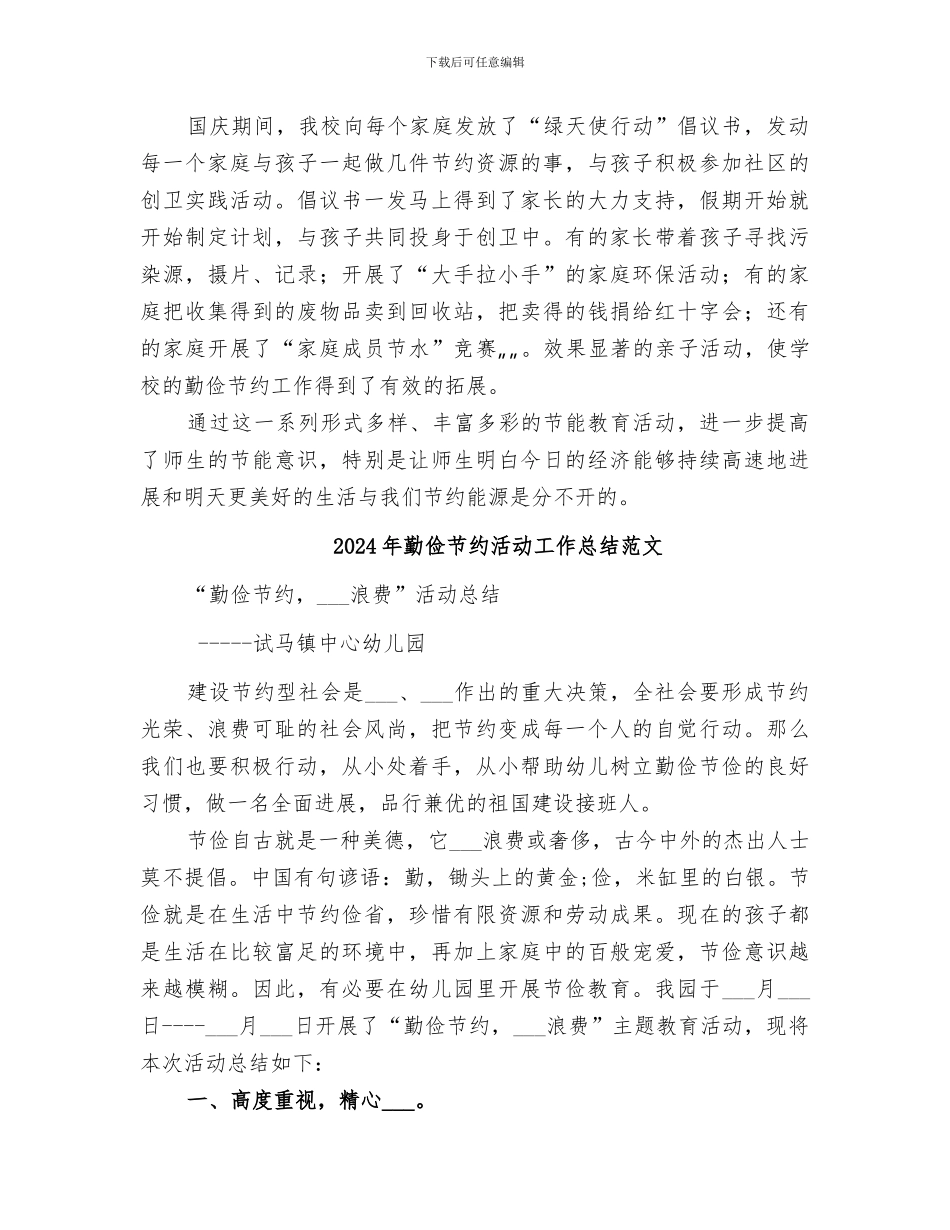 2024年勤俭节约活动工作总结_第3页