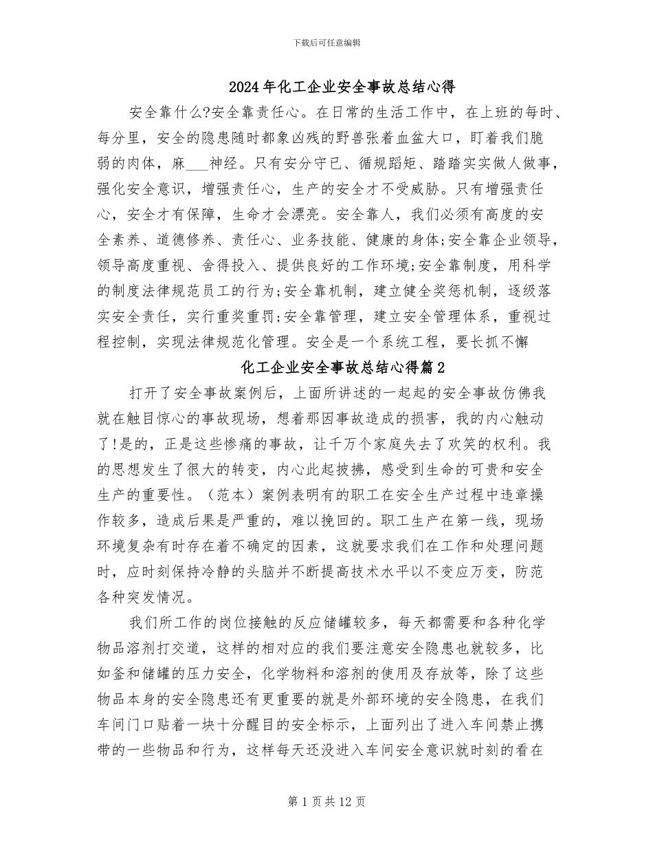 2024年化工企业安全事故总结心得_第1页
