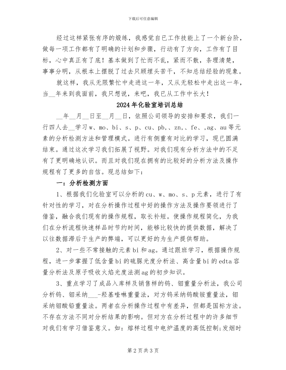 2024年化验室人员年终总结_第2页