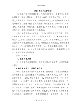 2024年区乡工作总结
