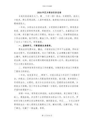 2024年区乡综治任务总结