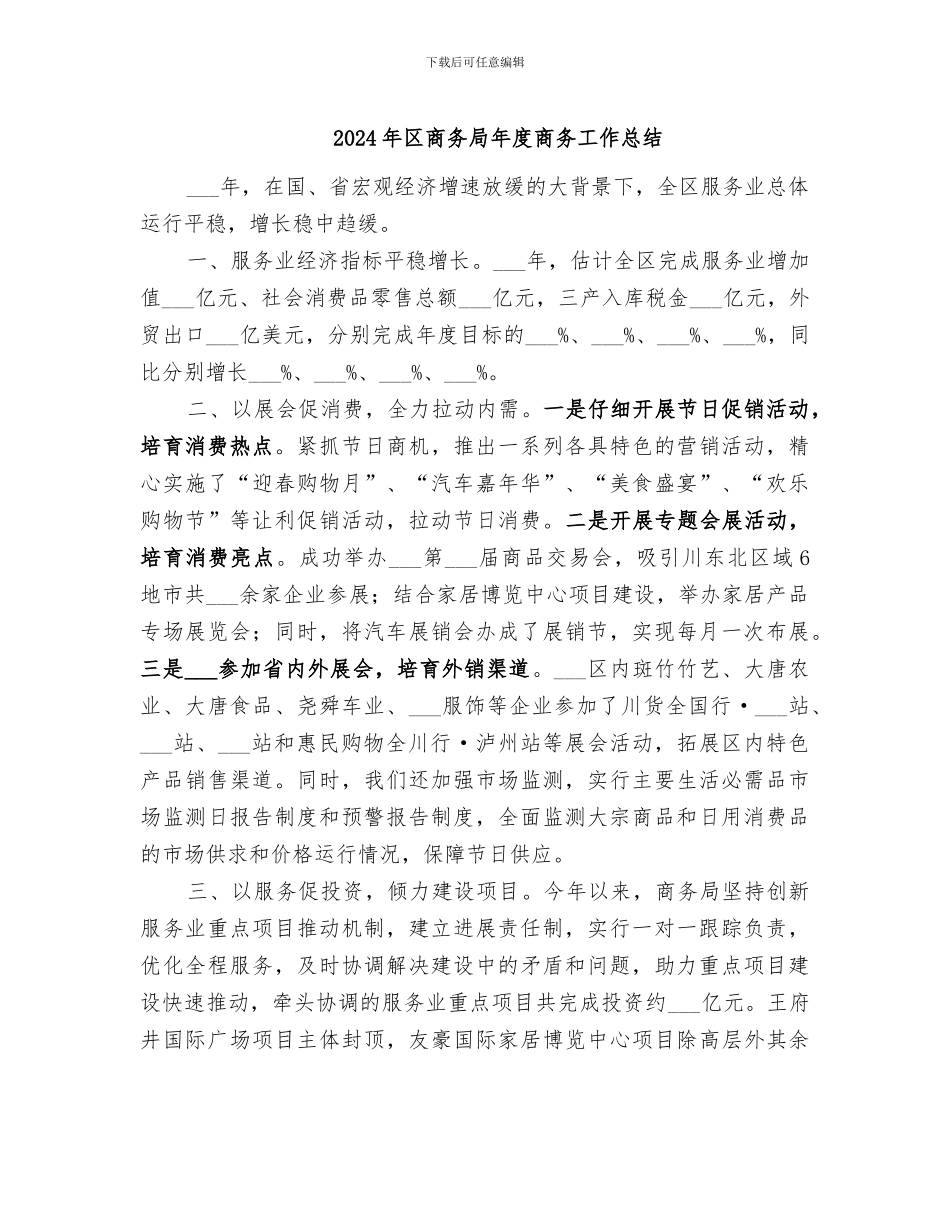 2024年区商务局年度商务工作总结_第1页