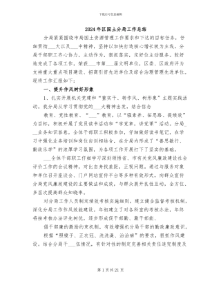 2024年区国土分局工作总结
