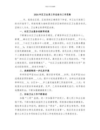 2024年区卫生局工作总结与工作思路