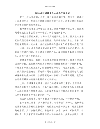 2024年区域销售个人年终工作总结