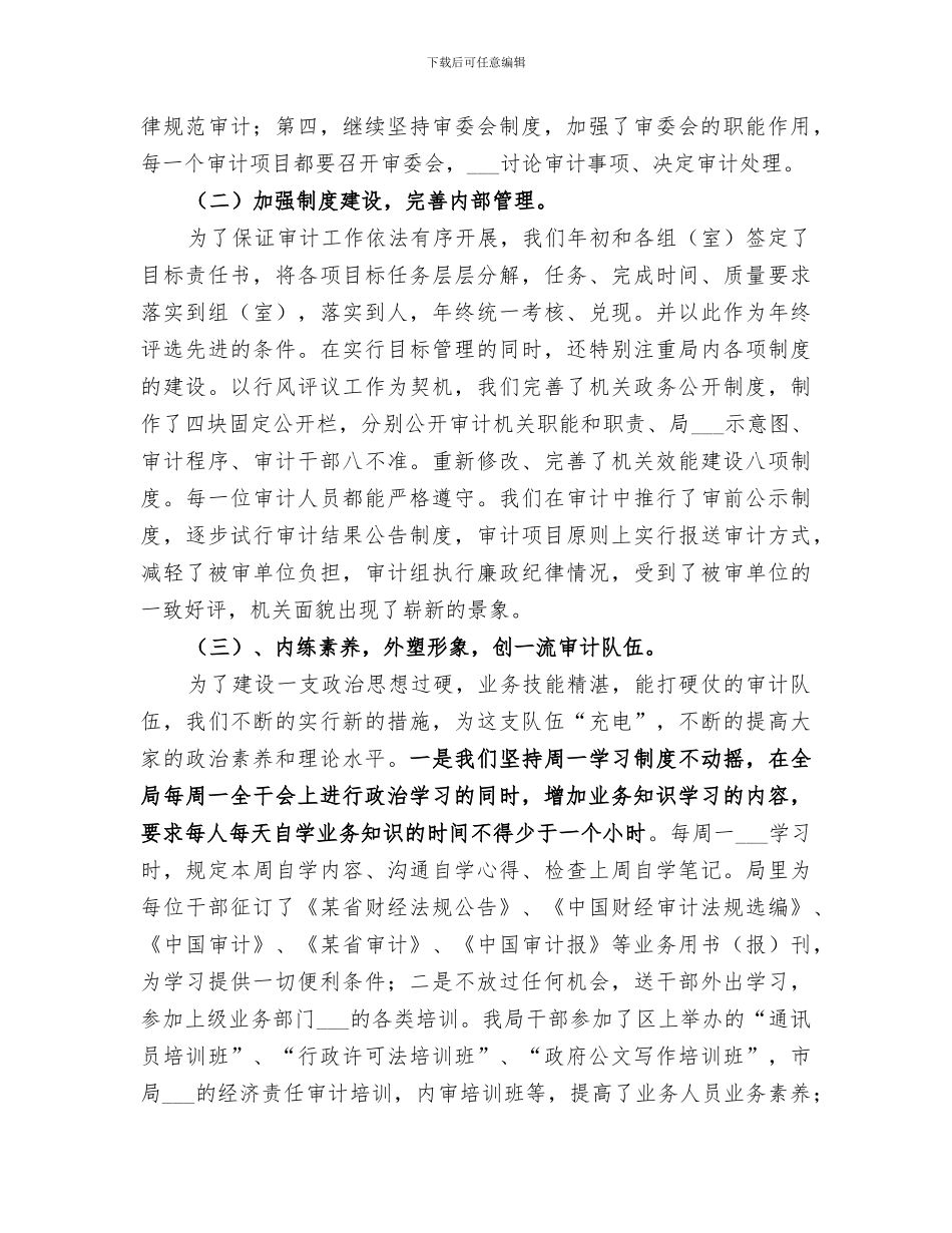 2024年区审计局某年工作的总结范本_第2页