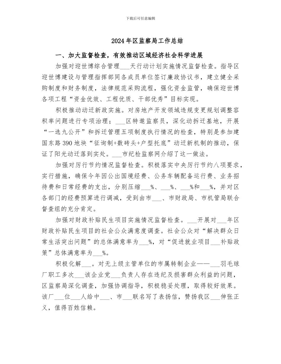 2024年区监察局工作总结_第1页