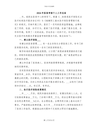 2024年医保审核个人工作总结