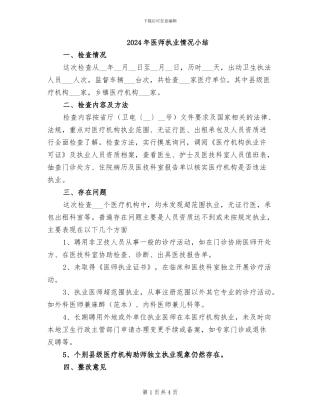 2024年医师执业情况小结