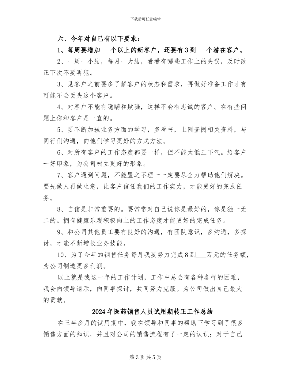 2024年医药销售人员月度工作总结_第3页