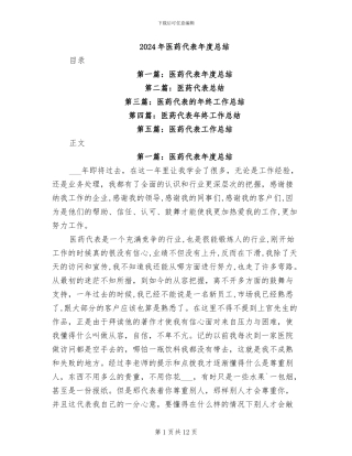 2024年医药代表年度总结