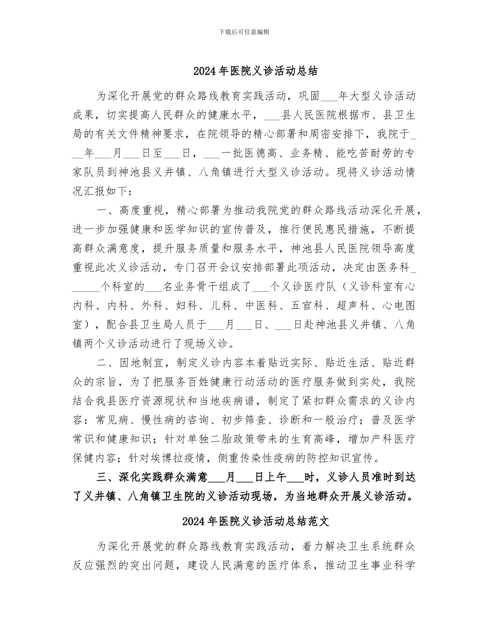 2024年医院义诊活动总结_第1页