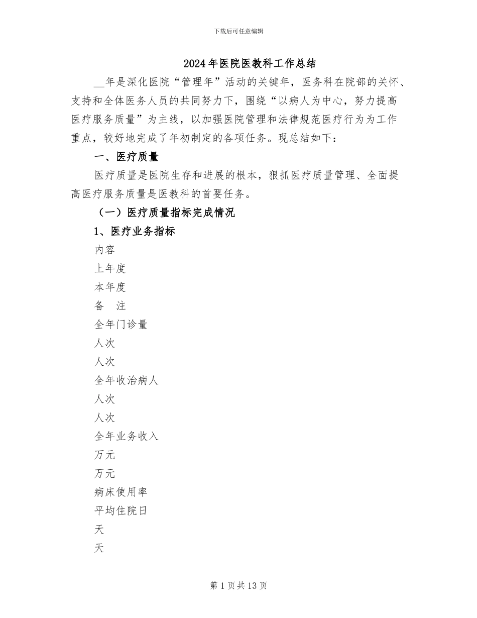 2024年医院医教科工作总结_第1页