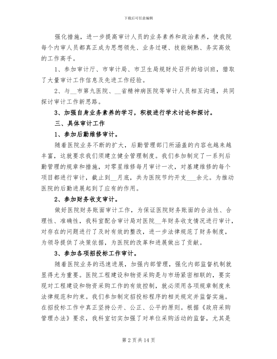 2024年医院审计年终工作总结_第2页