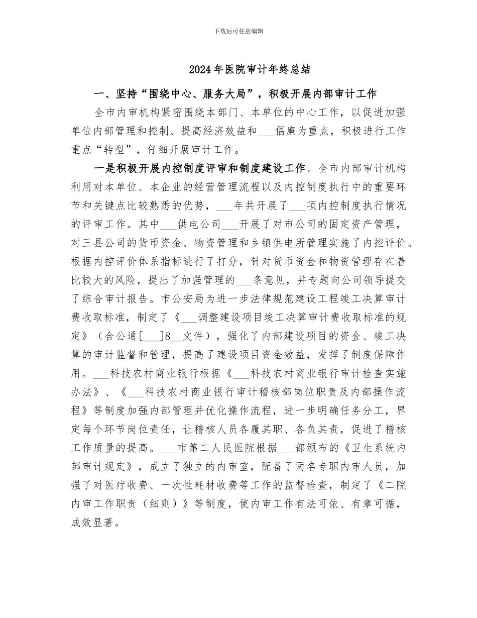 2024年医院审计年终总结_第1页