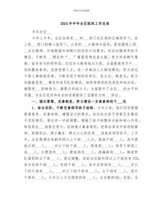 2024年半年全区组织工作总结