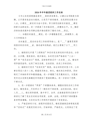 2024年半年基层组织工作总结