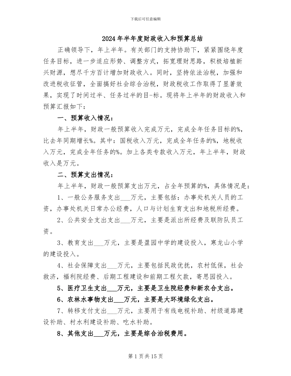 2024年半年度财政收入和预算总结_第1页