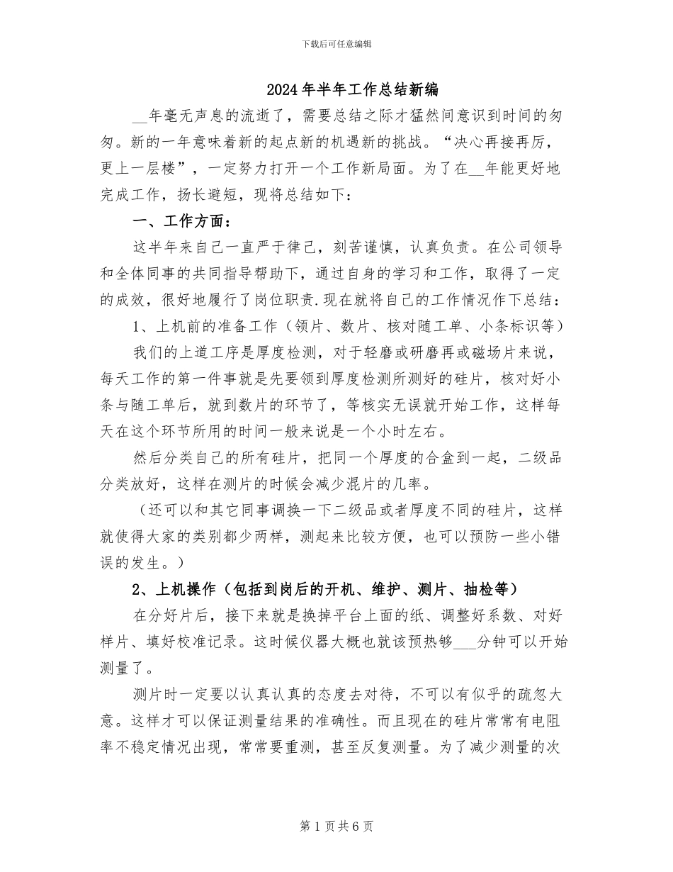 2024年半年工作总结新编_第1页