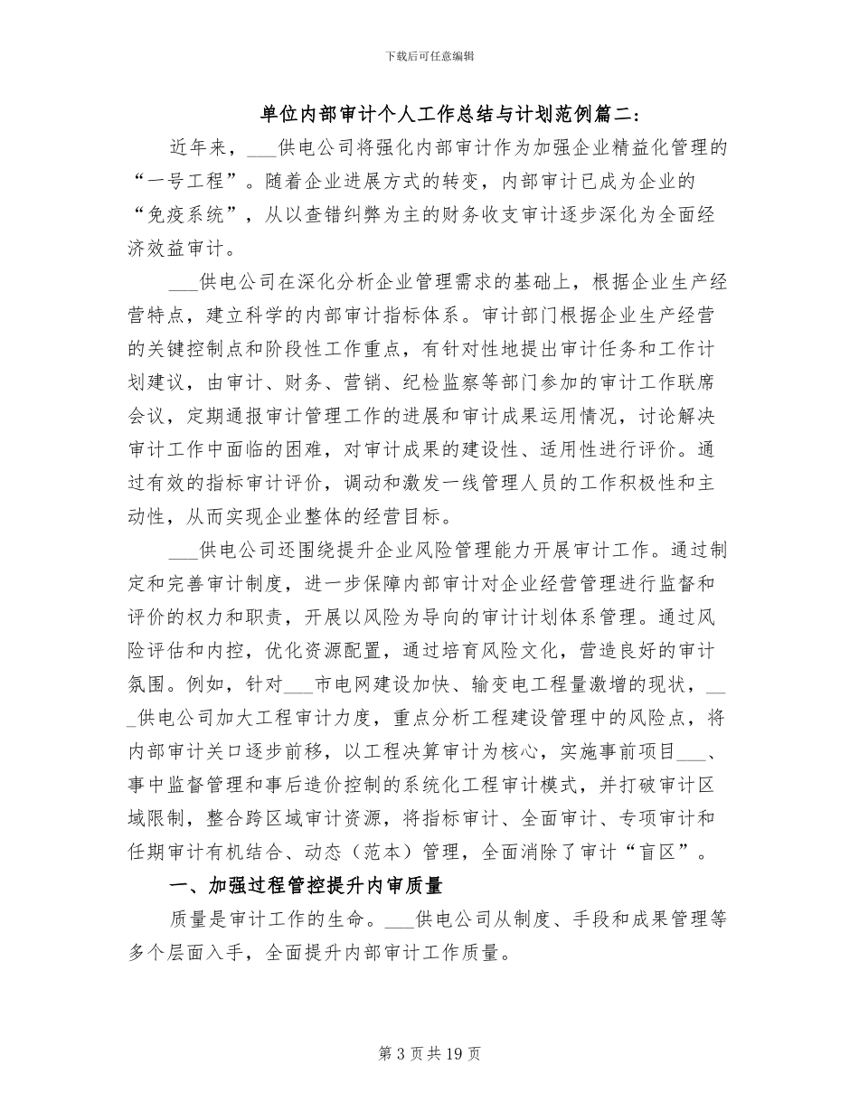 2024年单位内部审计个人工作总结与计划_第3页
