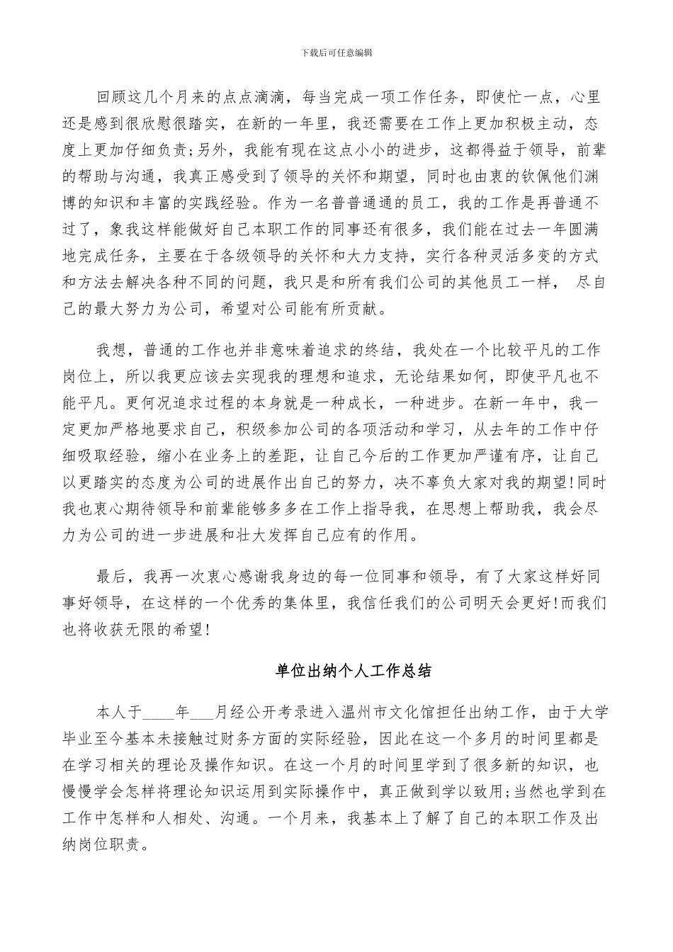 2024年单位出纳个人工作总结_第2页