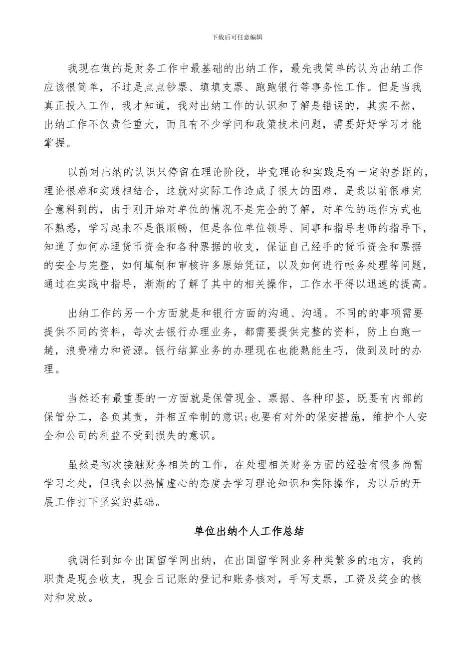 2024年单位出纳个人工作总结_第3页