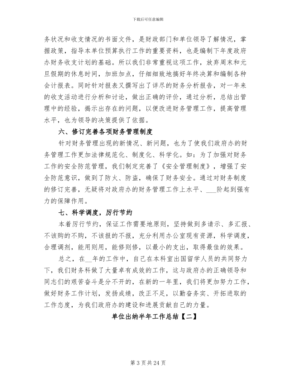 2024年单位出纳半年工作总结_第3页