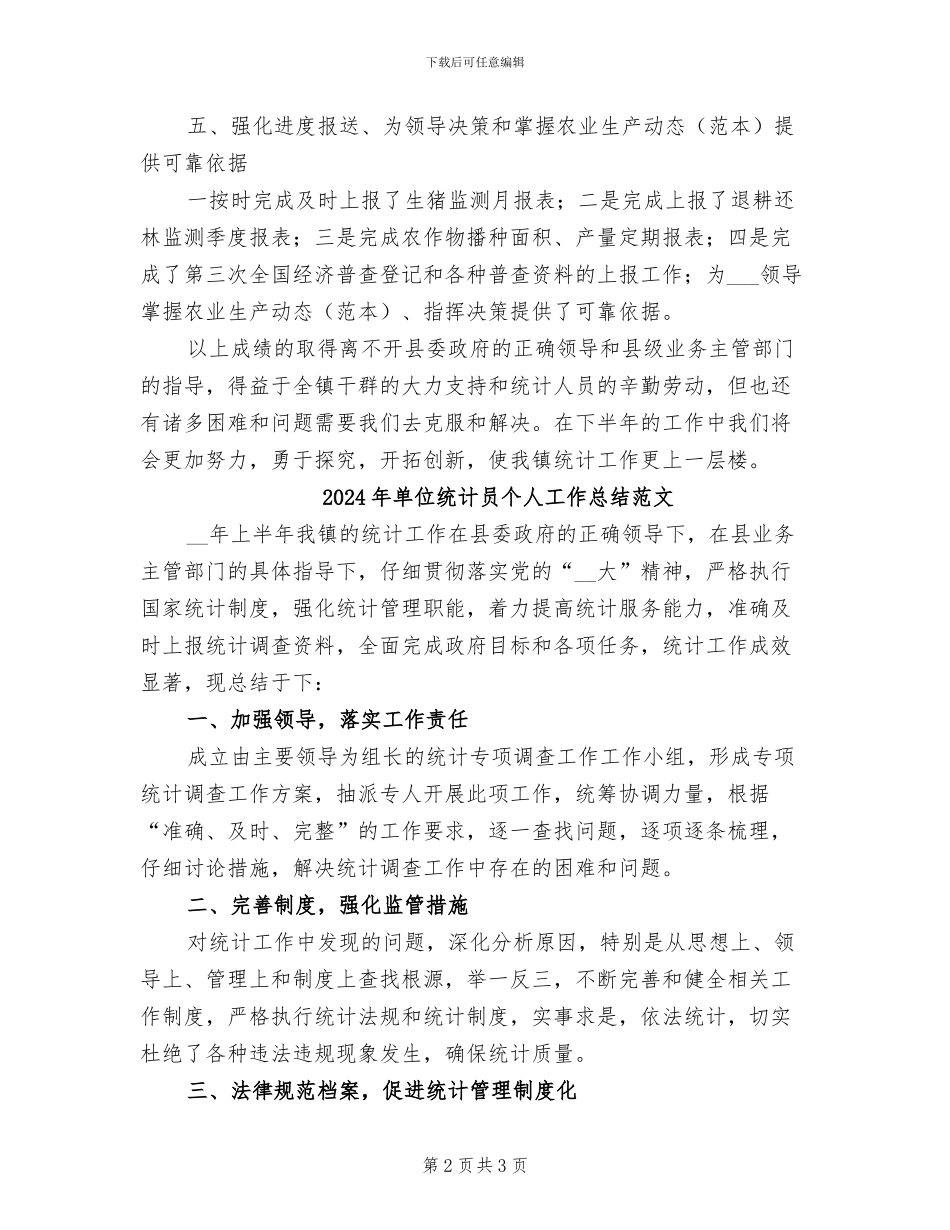 2024年单位统计员个人工作总结_第2页