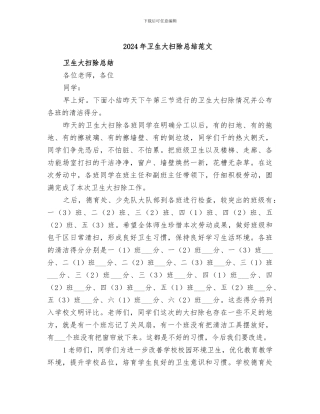 2024年卫生大扫除总结范文