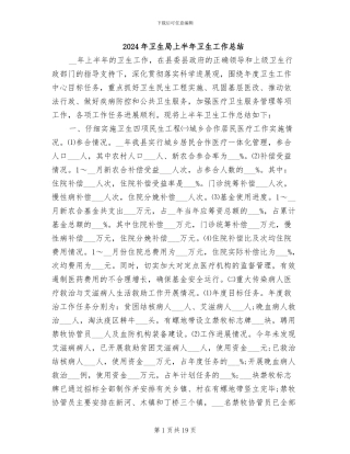 2024年卫生局上半年卫生工作总结