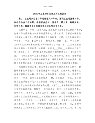 2024年卫生局办公室工作总结范文