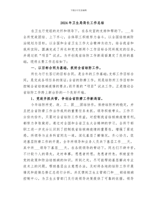 2024年卫生局局长工作总结