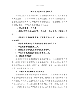 2024年卫生的工作总结范文