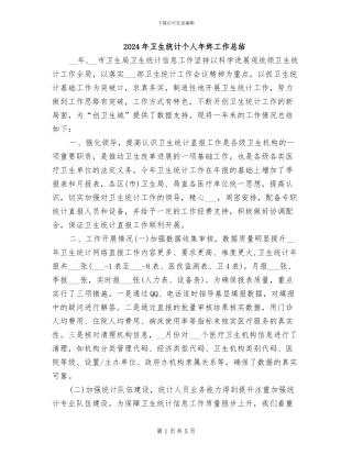 2024年卫生统计个人年终工作总结