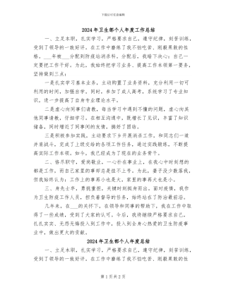 2024年卫生部个人年度工作总结