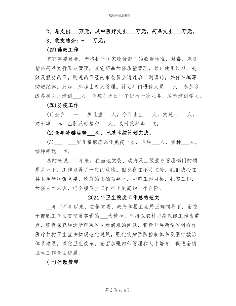 2024年卫生院度工作总结_第2页
