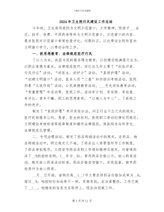2024年卫生院行风建设工作总结