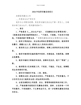 2024年危货运输总结范文