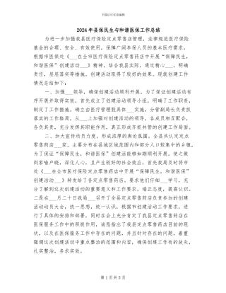 2024年县保民生与和谐医保工作总结