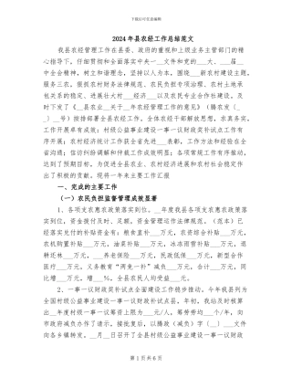 2024年县农经工作总结范文