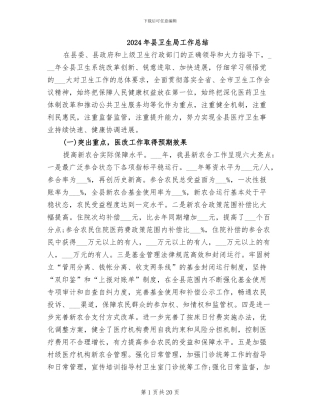 2024年县卫生局工作总结