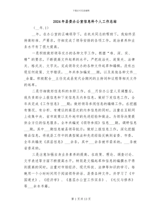 2024年县委办公室信息科个人工作总结