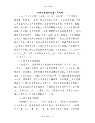 2024年县委办公室工作总结