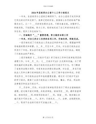 2024年县政府办公室个人工作小结范文