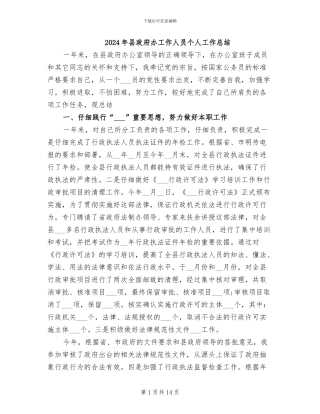 2024年县政府办工作人员个人工作总结